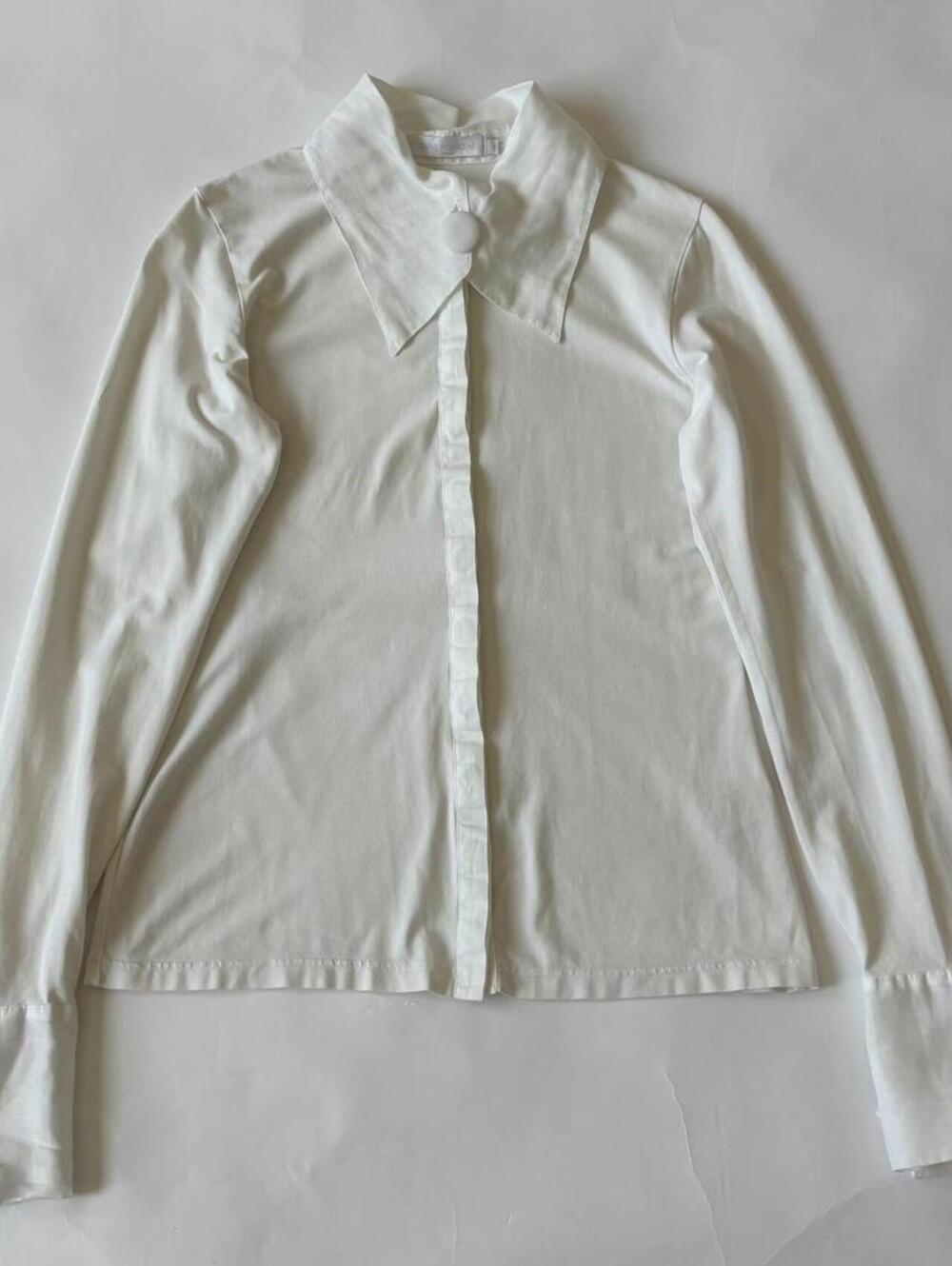 ANNE FONTAINE PARIS WHITE OVERSIZED COLLAR BUTTON DOWN BLOUSE